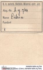 Etiketten zu Quarz (Citrin) (NHMW-MIN-Ay764)